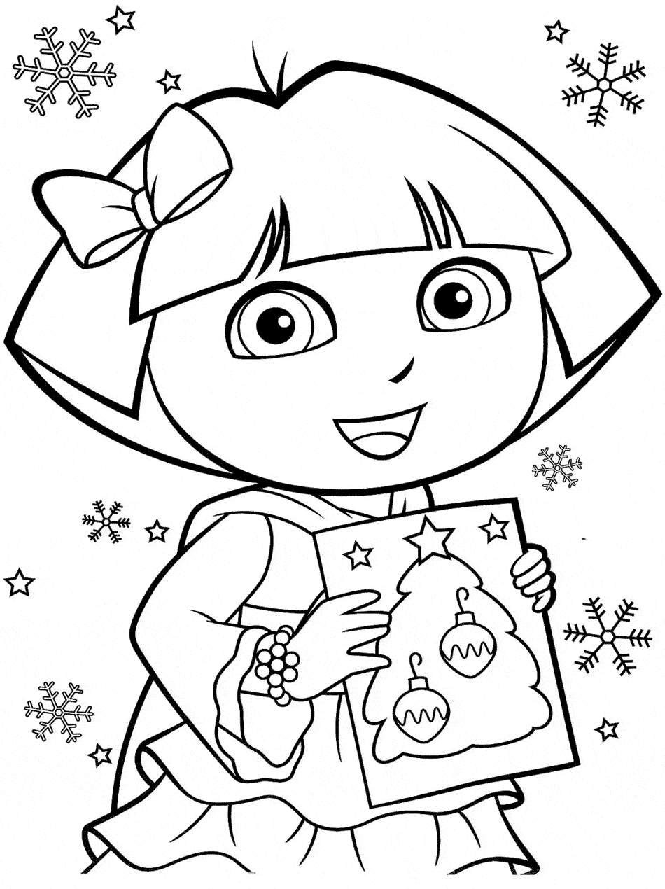 Dora Com CartÃ£o De Natal â Colorir Org