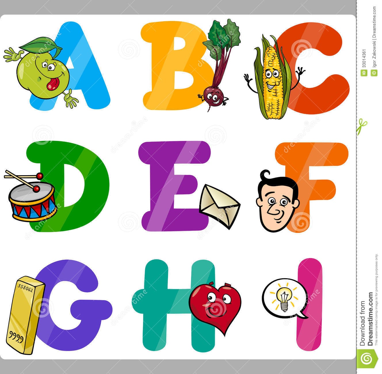 Letras Do Alfabeto Dos Desenhos Animados Da EducaÃ§Ã£o Para CrianÃ§as