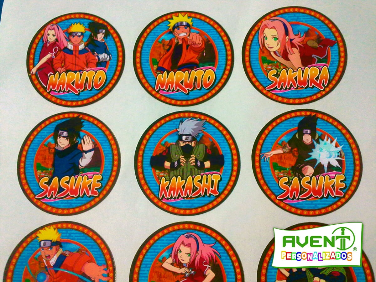 RÃ³tulo Folha 5x5 Personagens De Naruto