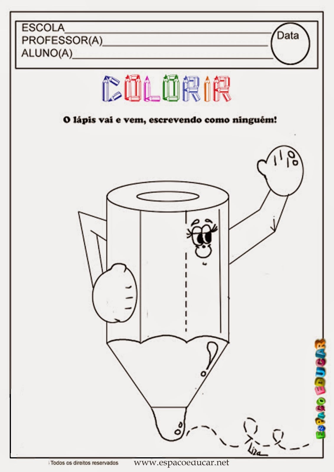 EspaÃo Educar  Desenho De LÃ¡pis Para Colorir, Pintar, Imprimir