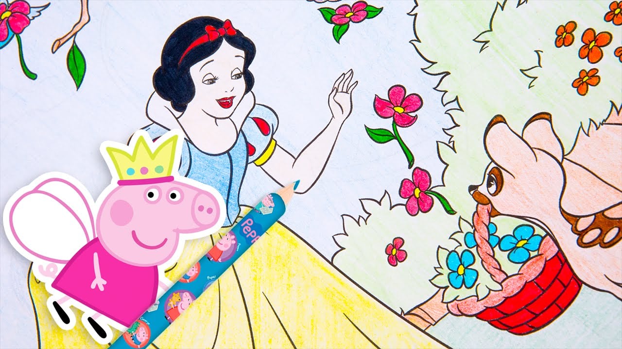 Peppa Pig LÃ¡pis De Cor Colorindo Branca De Neve Princesas Disney