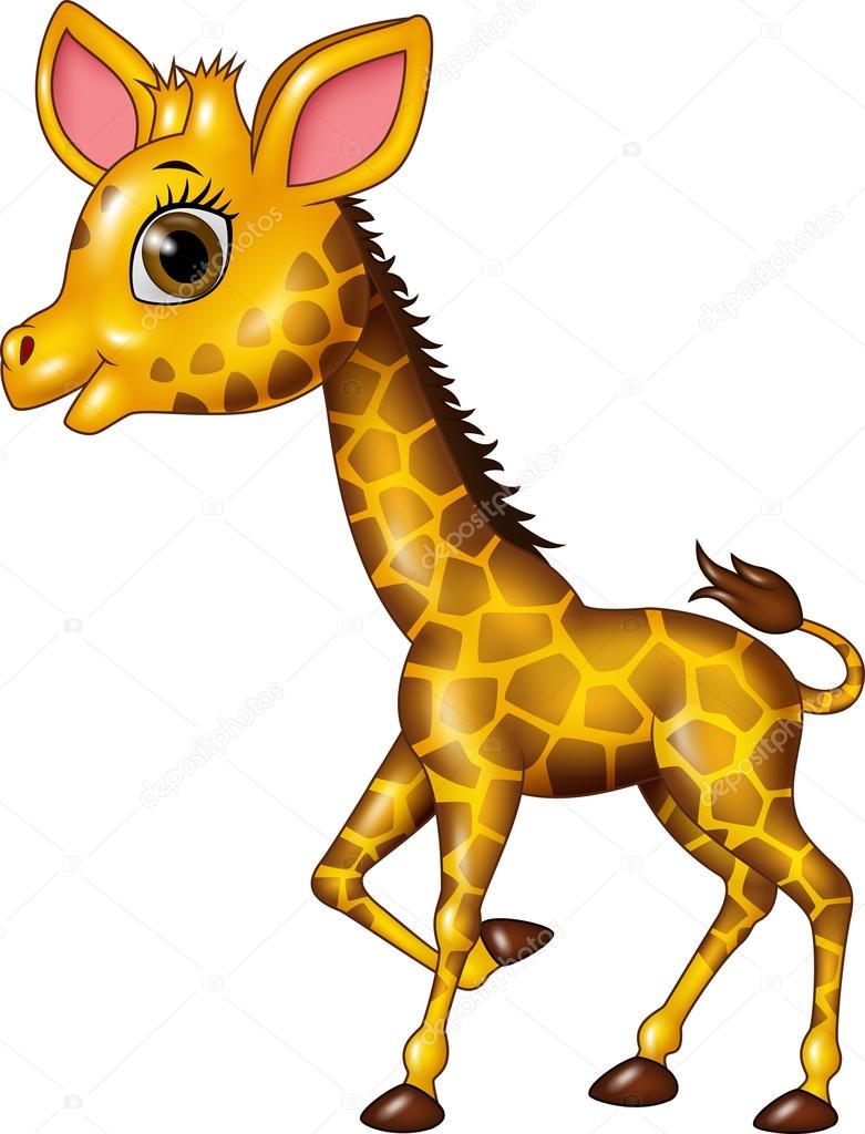 Desenhos Animados EngraÃ§ados Filhote De Girafa Isolado No Fundo