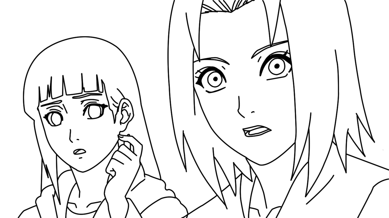 Lineart Hinata And Sakura By Naru