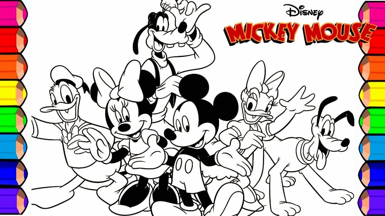 Colorindo Desenho Disney Mickey Minnie Pato Donald Pateta Pinturas