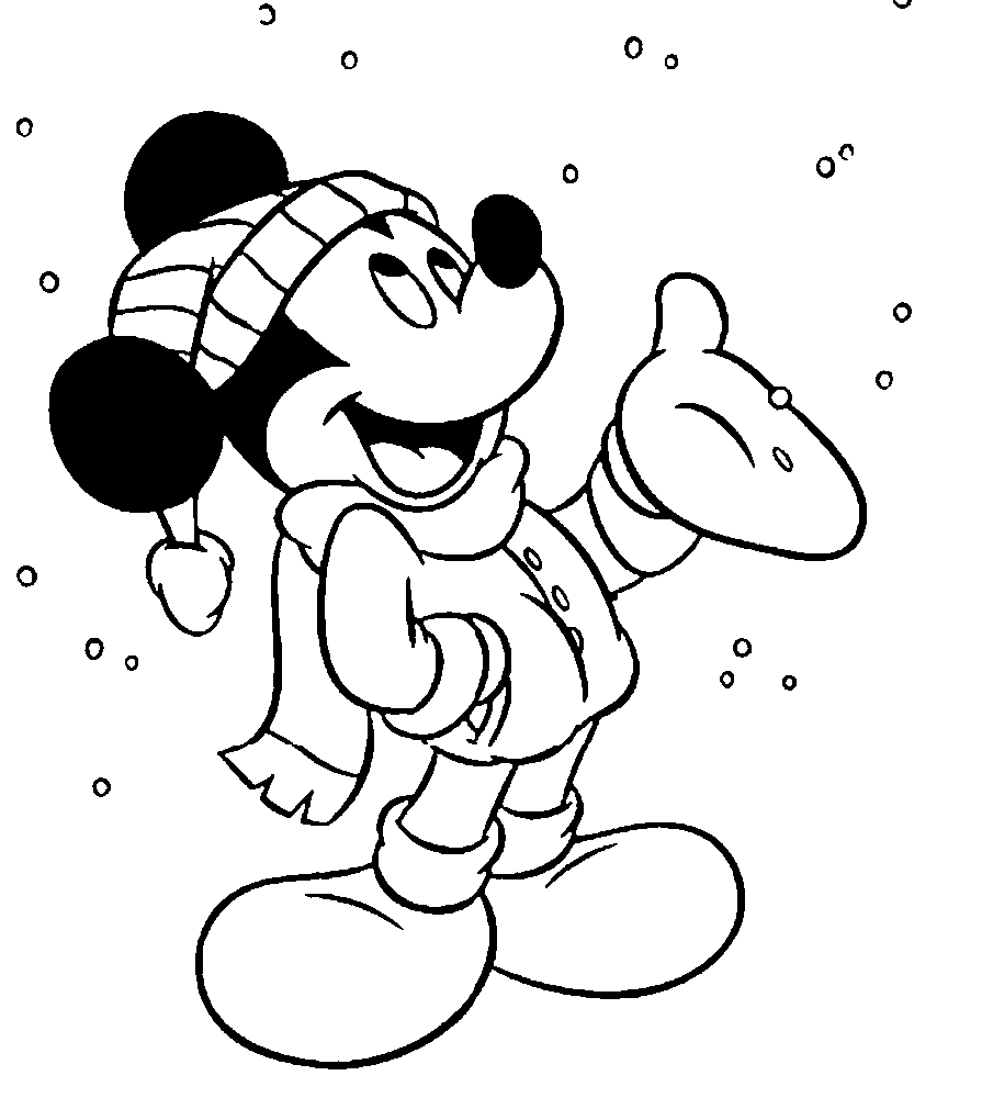 Desenho De Mickey No Inverno Para Colorir