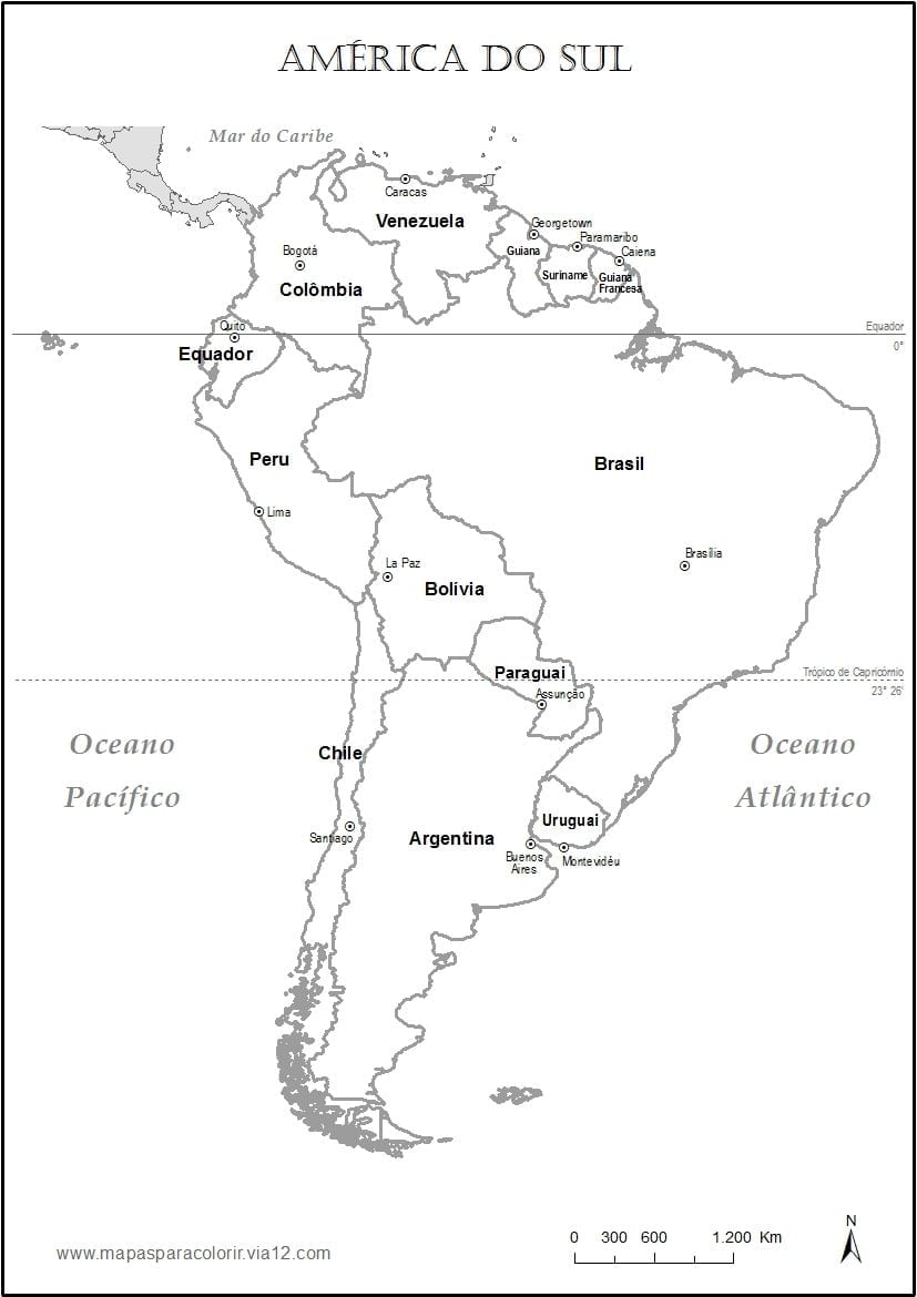 Mapa Para Colorir America Do Sul
