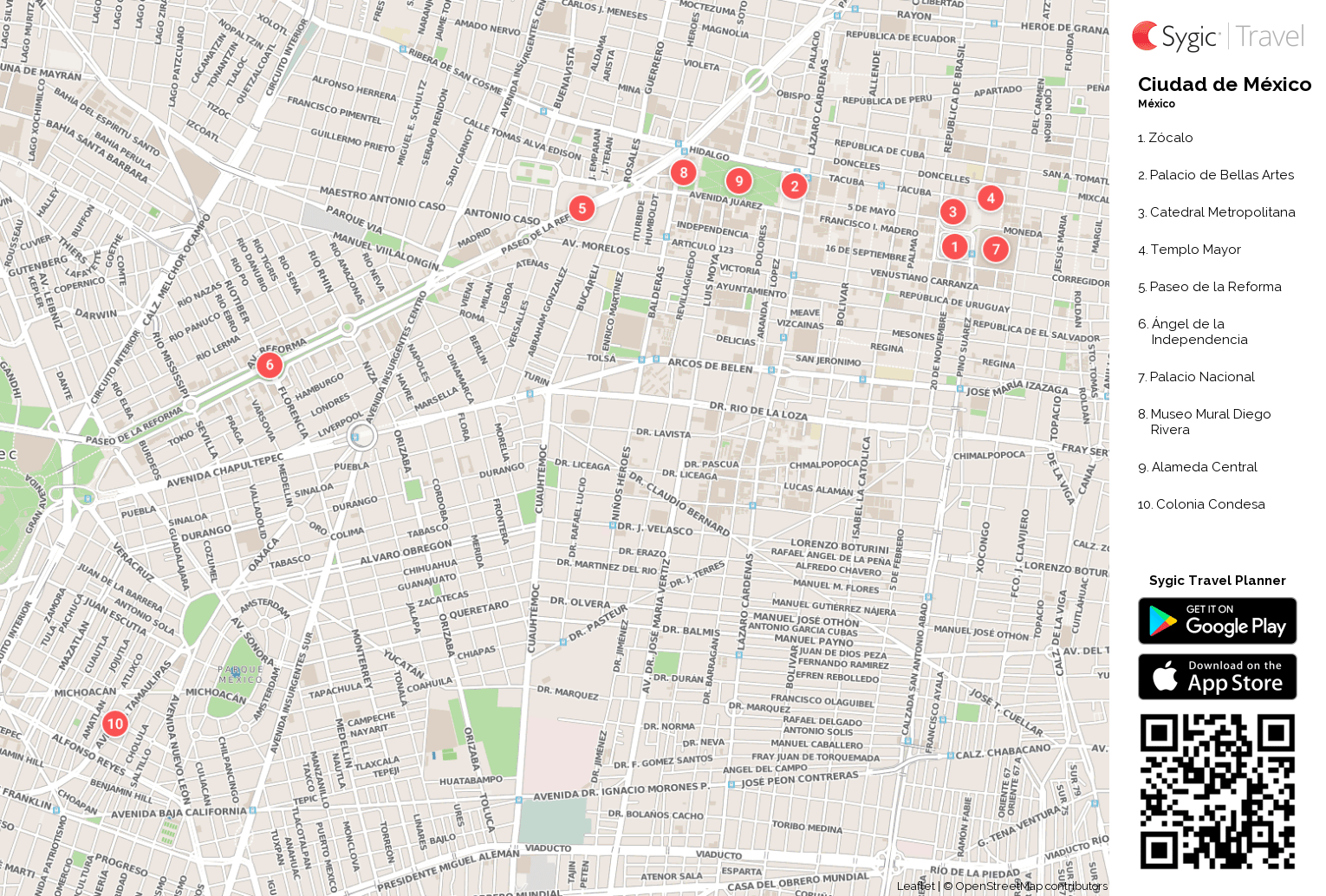 Ciudad De MÃ©xico  Mapa TurÃ­stico Para Imprimir