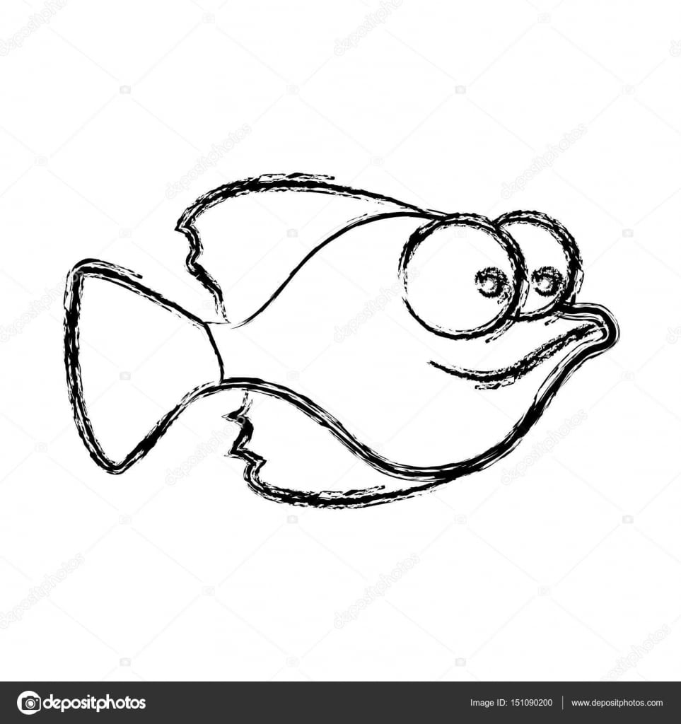Desenho MonocromÃ¡tico De Peixes Pequenos Com Grandes Olhos