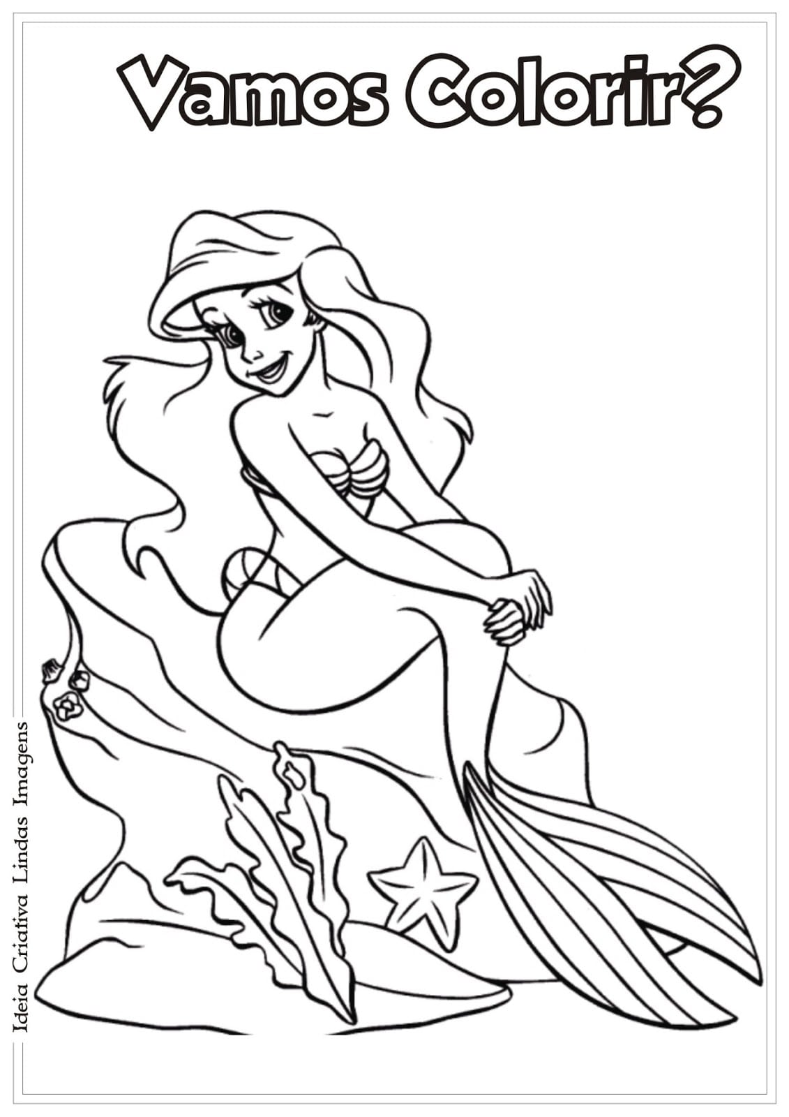 Princesa Da Disney Ariel Para Colorir  Pequena Sereia Para Colorir