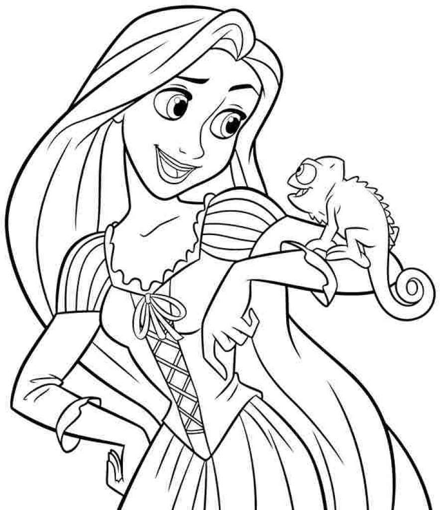 Rapunzel Talking With Her Camelon Coloring Page