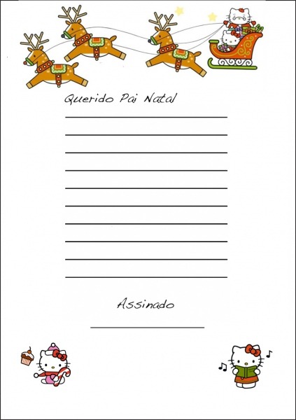 Carta Para O Pai Natal Da Hello Kitty Para Imprimir