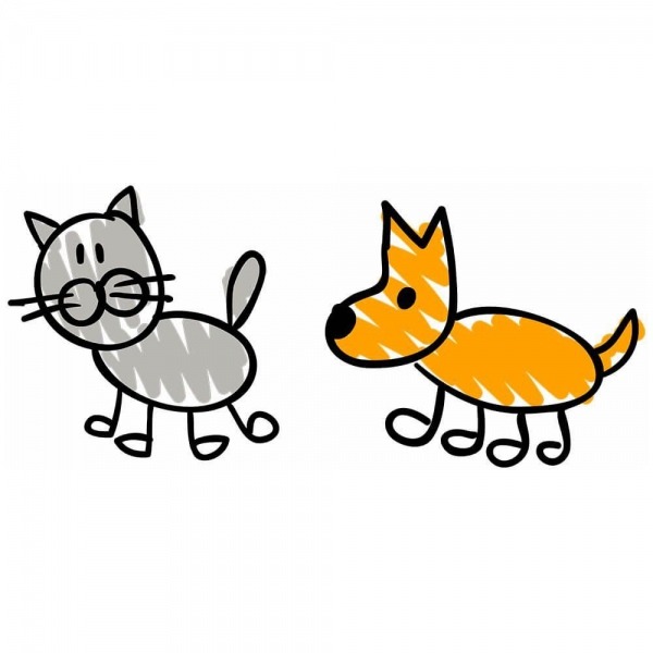 Adesivo De Parede Gato Cachorro Desenho