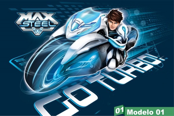 Painel Festa Lona AniversÃ¡rio Max Steel Moto Turbo Desenho