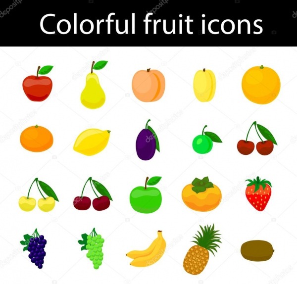 Frutas Ã­cones Colorido Vetor Definido Para Web E Imprimir