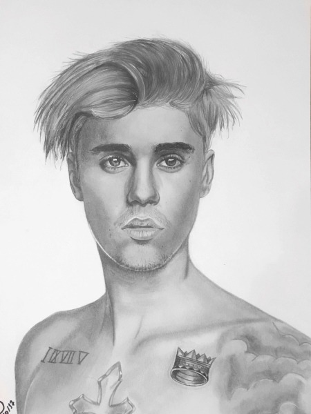 Desenho Realista Grafite Justin Bieber Folha A3