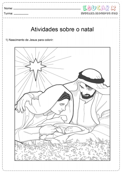 Educar X  Colorir Natal Nascimento De Jesus Cristo
