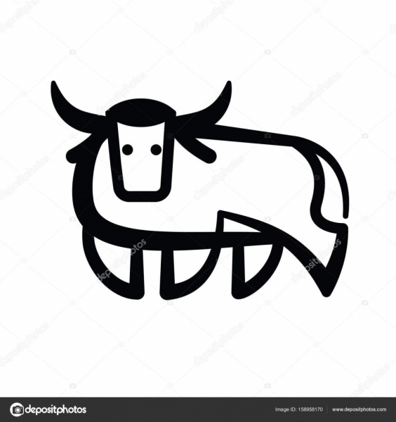 Linear Estilizado Desenho De Boi Touro Ou Vaca â Vetor De Stock