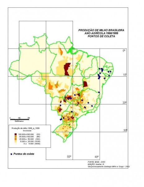 Mapa Do Brasil Representando Os Pontos De Amostragem (em Azul) Nas