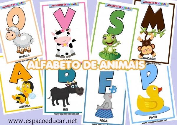 Cartazes Alfabeto De Animais Colorido GrÃ¡tis Para VocÃª Imprimir