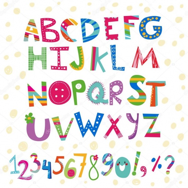Alfabeto De Cor Infantil De Desenhos Animados â Vetores De Stock