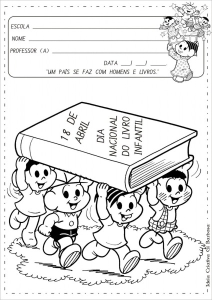 Ãlbum De Atividades Dia Do Livro Infantil Com IlustraÃ§Ãµes De Turma