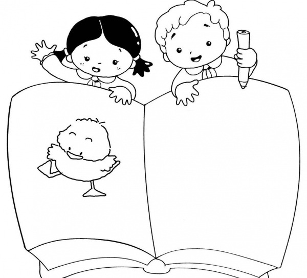 Desenho De Meninos E Dia Do Livro Infantil Para Colorir