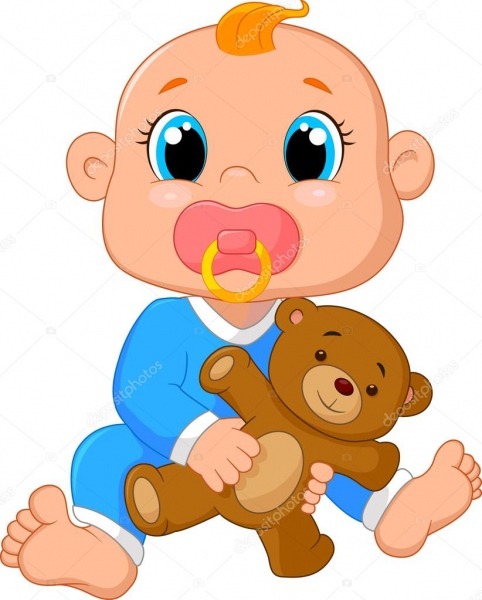 Desenhos Animados De BebÃª Segurando Um Ursinho De PelÃºcia