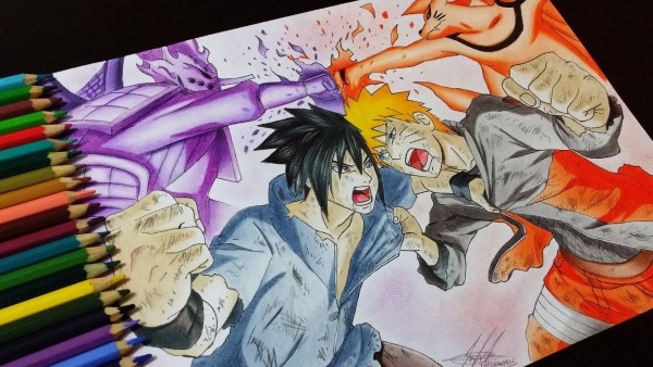 Drawing Naruto Vs Sasuke