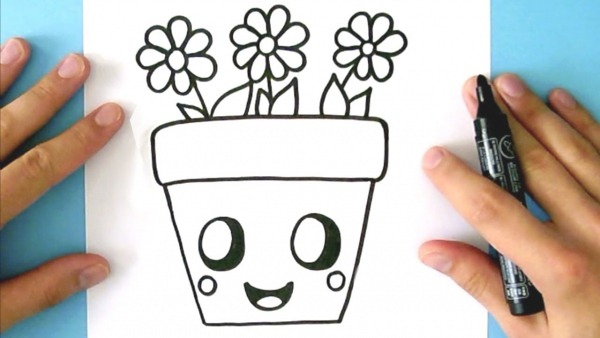 Como Desenhar Vaso De Flores Kawaii