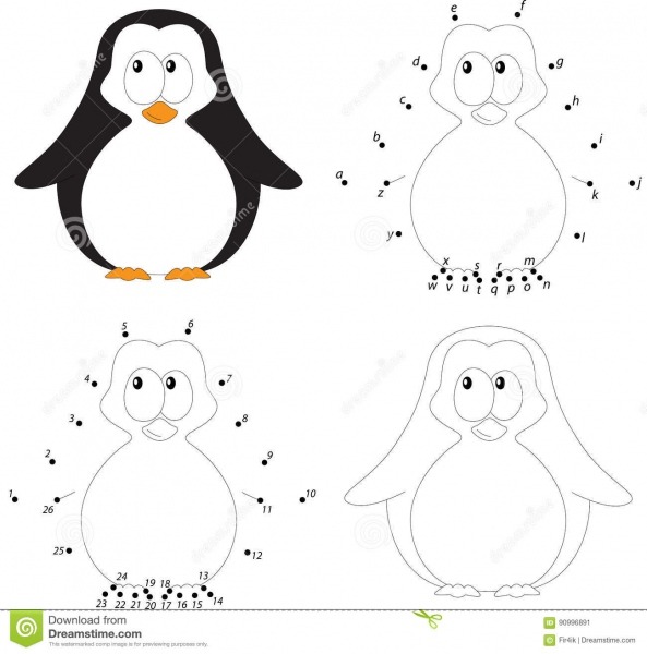 Pinguim Do BebÃª Dos Desenhos Animados Livro Para Colorir E Ponto