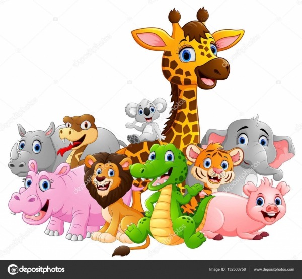 Desenhos Animados Animais Safari Feliz â Vetores De Stock