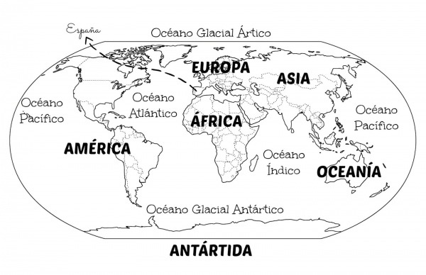 Mapa Mundi Continentes Para Pintar