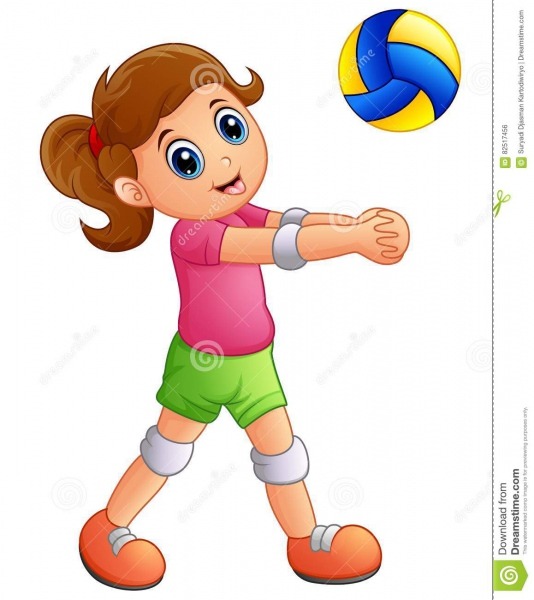 Menina Dos Desenhos Animados Que Joga O Voleibol Em Um Fundo