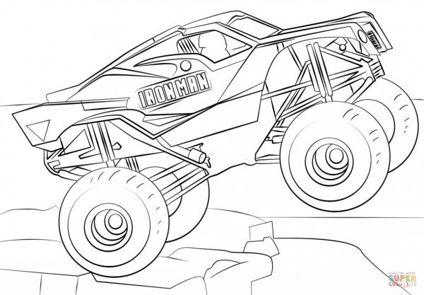 Coloring Pages   Monster Truck Coloring Book Iron Man Page Free
