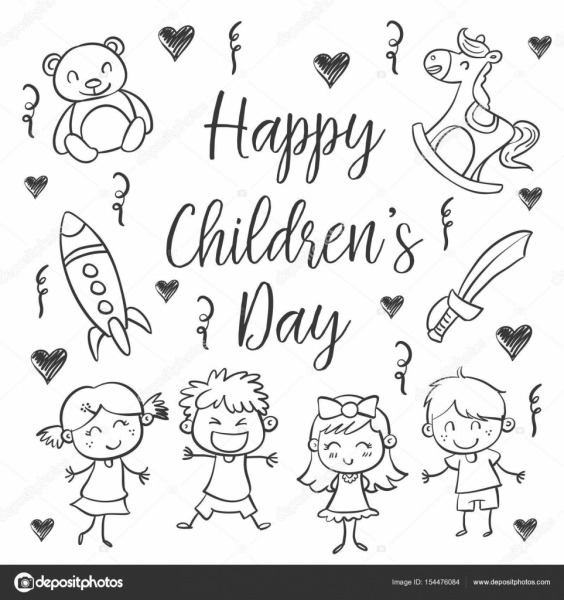 MÃ£o Desenhar Estilo Do Dia Das CrianÃ§as â Vetores De Stock