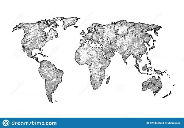 EsboÃ§o Do Mapa Do Mundo Desenho Ã¡spero Dos Continentes Da Terra