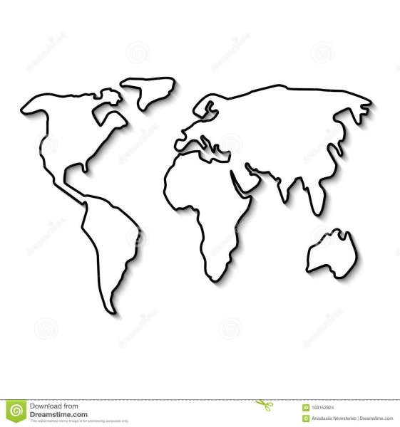 Linha Preta Do Mapa Do Mundo IlustraÃ§Ã£o Do Vetor