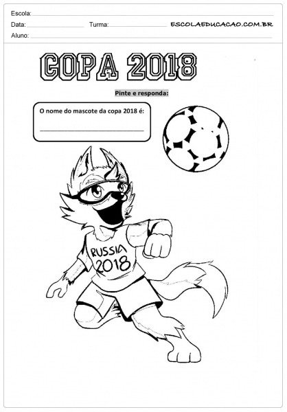 Atividades Sobre A Copa Do Mundo Para Colorir Nome Do Mascote