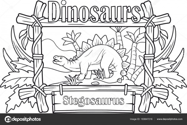 Desenhos Animados Antigos Stegosaurus Livro Para Colorir â Vetores