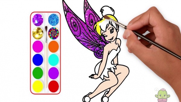 Glitter Tinker Bell Disney Peter Pan Drawing Coloring Como