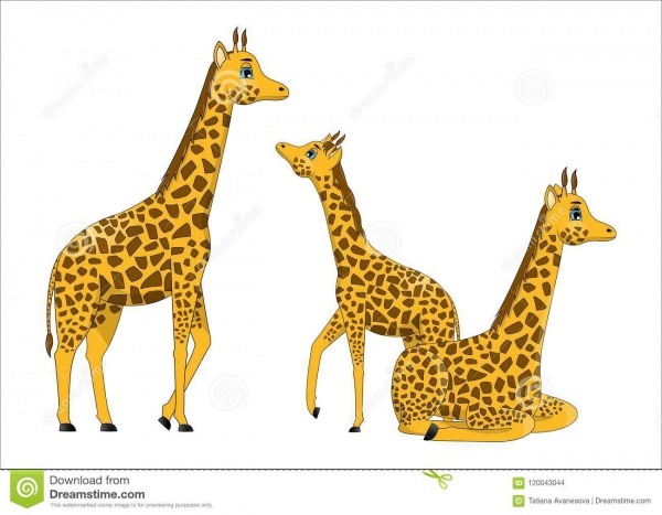 FamÃ­lia De Girafas Bonitos Dos Desenhos Animados IlustraÃ§Ã£o Stock