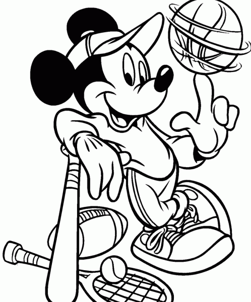 Desenho De Mickey E Bola De Beisebol Para Colorir