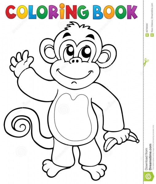 Tema 3 Do Macaco Do Livro Para Colorir IlustraÃ§Ã£o Do Vetor