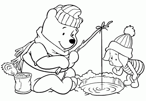 Desenho De Winnie The Pooh Pescando Para Colorir