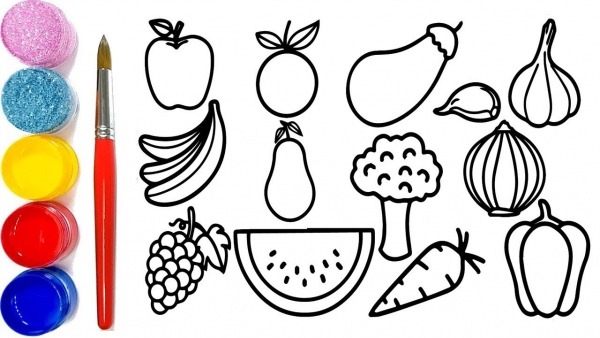 Como Desenhar E ColoraÃ§Ã£o Frutas, Aprenda Cores Frutas Para