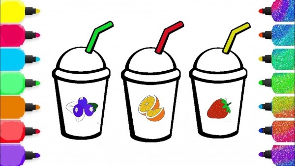 Video Para CrianÃ§inhas Copos De Sucos Desenho Para Colorir Frutas