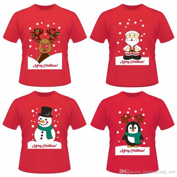 Compre Natal EngraÃ§ado Curto Camisetas Papai Noel Elk Pinguim