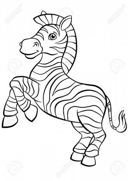 Coloring Pages  Animals  Little Cute Zebra Stands And Smiles