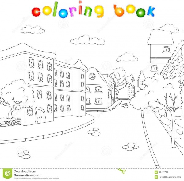 As Ruas Da Cidade Velha Livro Para Colorir Para CrianÃ§as Sobre O