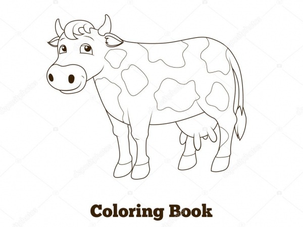 Colorir Livro Vaca Dos Desenhos Animados Educacionais IlustraÃ§Ã£o